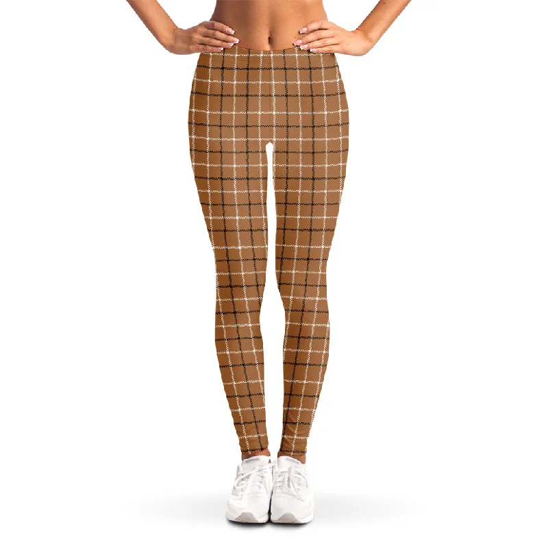 Brown Tattersall Pattern Print Women's Leggings