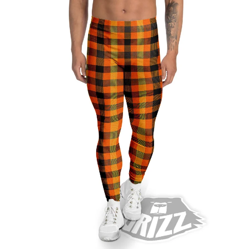 Super Deal Buffalo Plaid Halloween Print Men's Leggings
