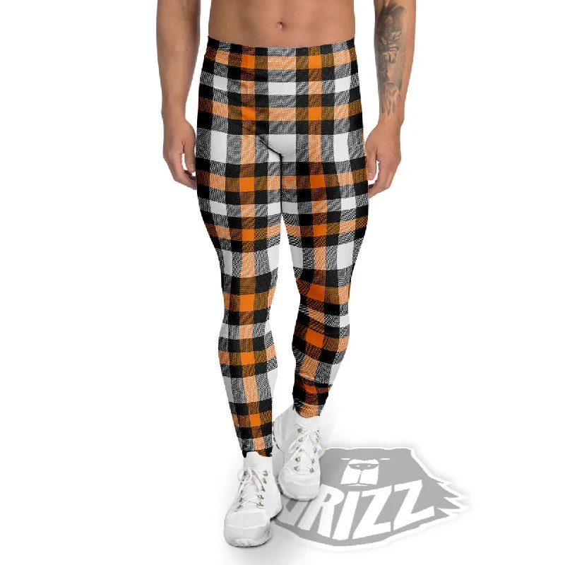 Special Price Buffalo Plaid Halloween Print Pattern Men's Leggings