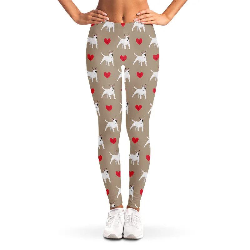 Bull Terrier Heart Pattern Print Women's Leggings