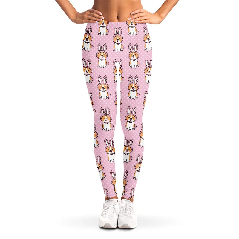 Bunny Corgi Pattern Print Women's Leggings