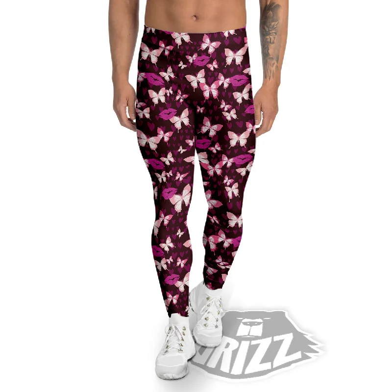 Final Markdown Butterfly And Girly Heart Print Pattern Men's Leggings