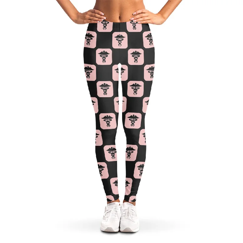 Caduceus Pattern Print Women's Leggings