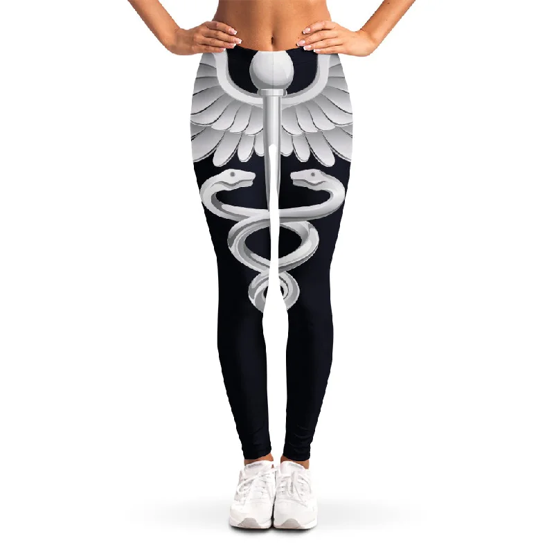 Caduceus Symbol Of Medicine Print Women's Leggings