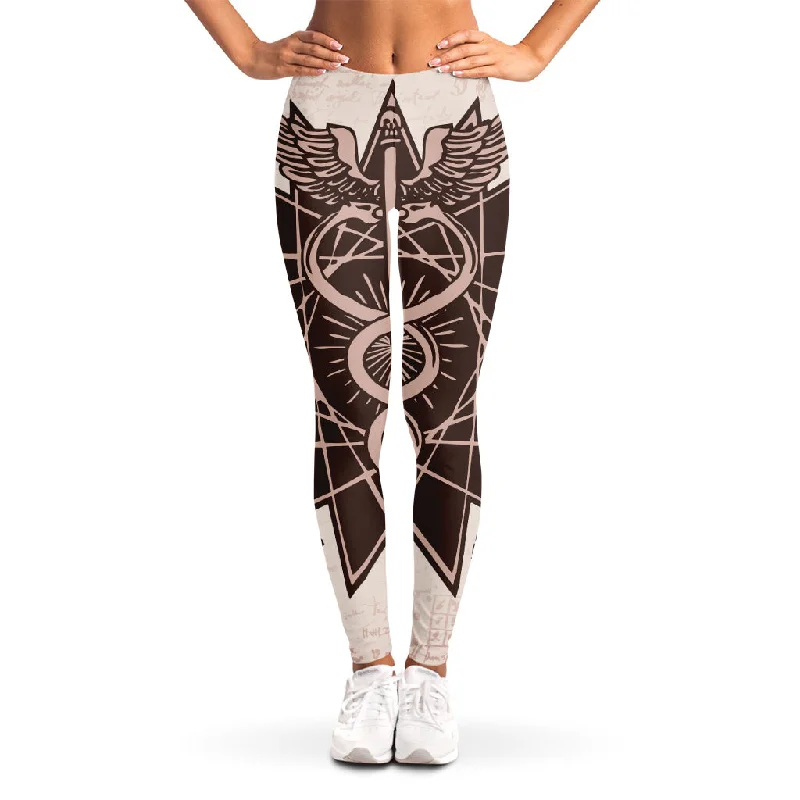 Caduceus Symbol Print Women's Leggings