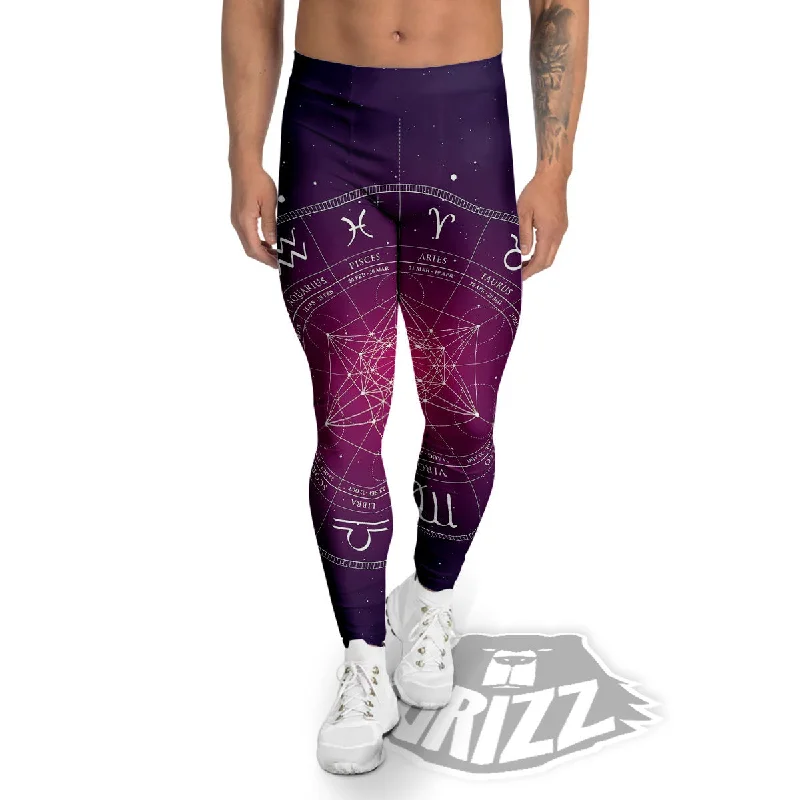 Deal Alert Calendar Geometric Zodiac Print Men's Leggings