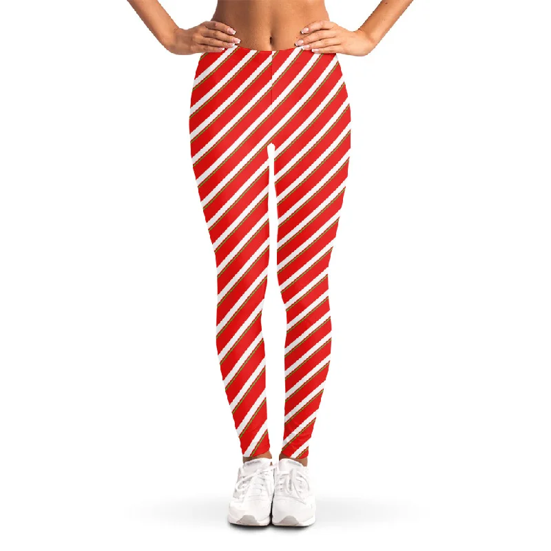 Candy Cane Stripe Pattern Print Women's Leggings