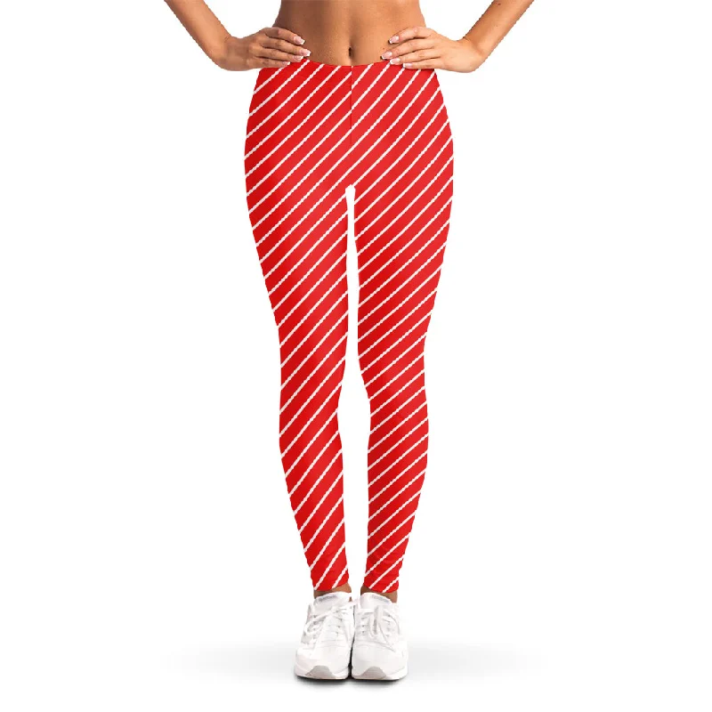 Candy Cane Striped Pattern Print Women's Leggings