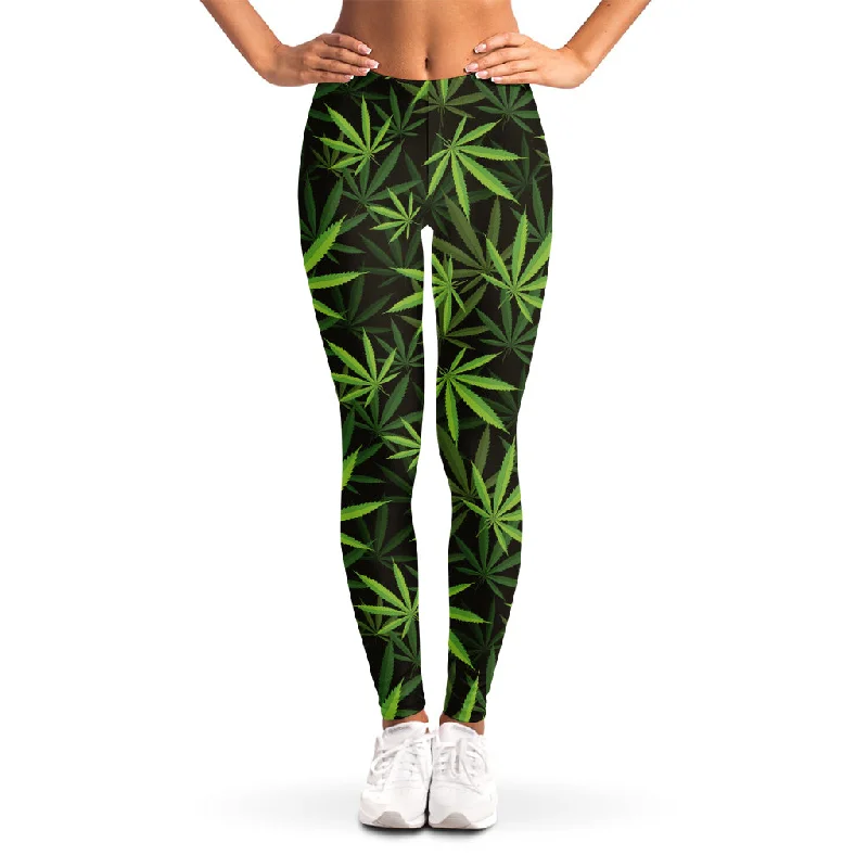 Cannabis Leaves Pattern Print Women's Leggings