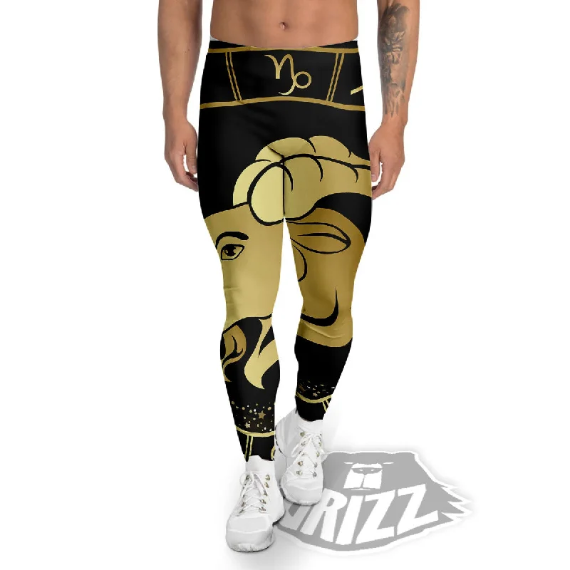 Special Savings Capricorn Sign Black And Gold Print Men's Leggings