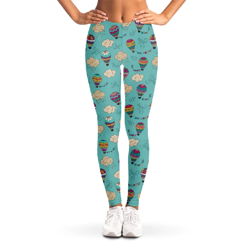 Cartoon Air Balloon Pattern Print Women's Leggings