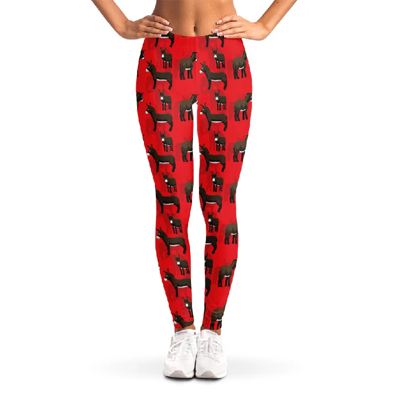 Cartoon Balearic Donkey Pattern Print Women's Leggings