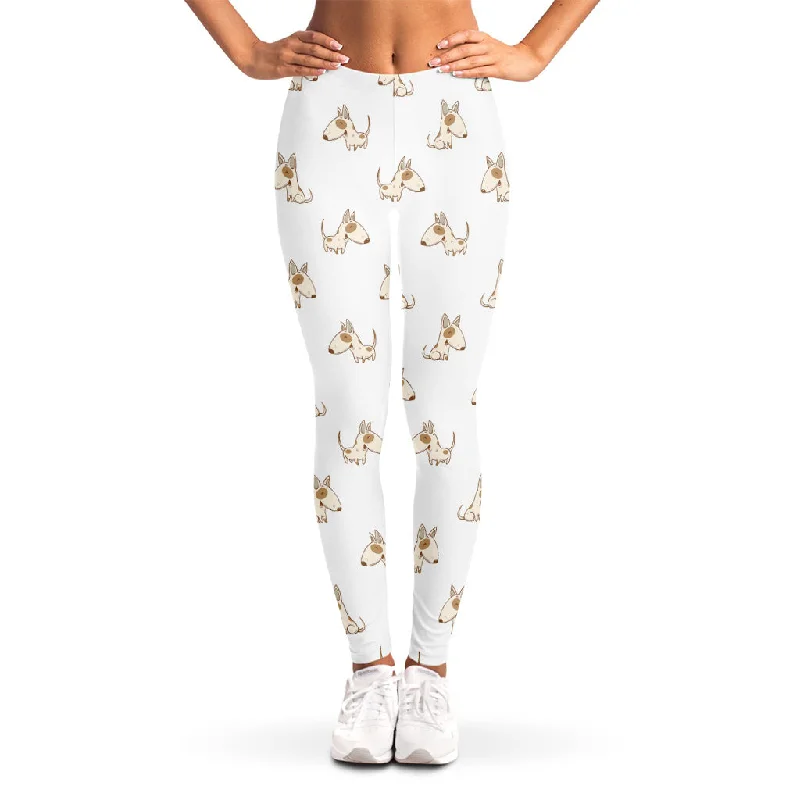 Cartoon Bull Terrier Pattern Print Women's Leggings