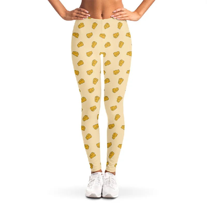 Cartoon Cheese Pattern Print Women's Leggings