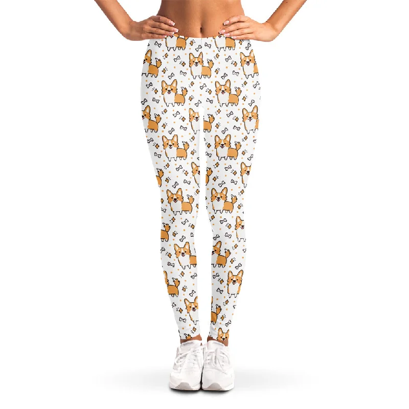 Cartoon Corgi Pattern Print Women's Leggings