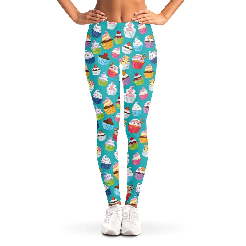 Cartoon Cupcake Pattern Print Women's Leggings