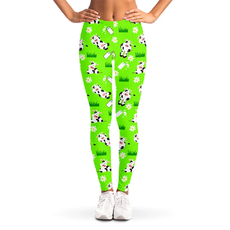 Price Smash Cartoon Daisy And Cow Pattern Print Women's Leggings