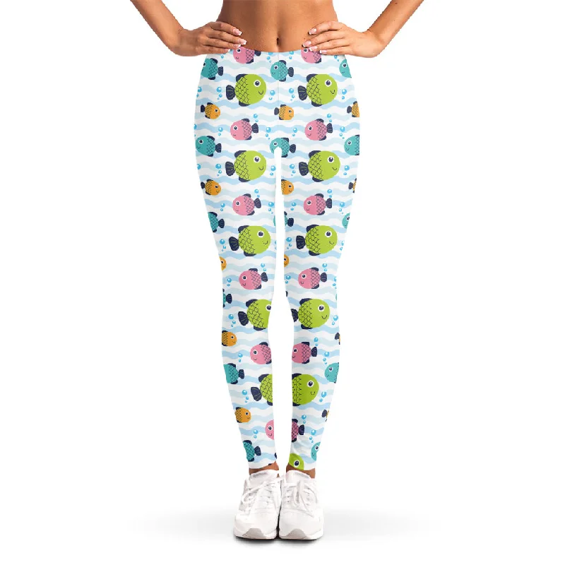 Cartoon Fish Pattern Print Women's Leggings