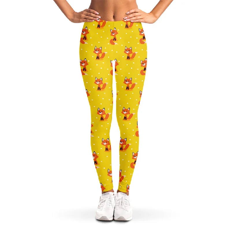 Cartoon Fox Pattern Print Women's Leggings