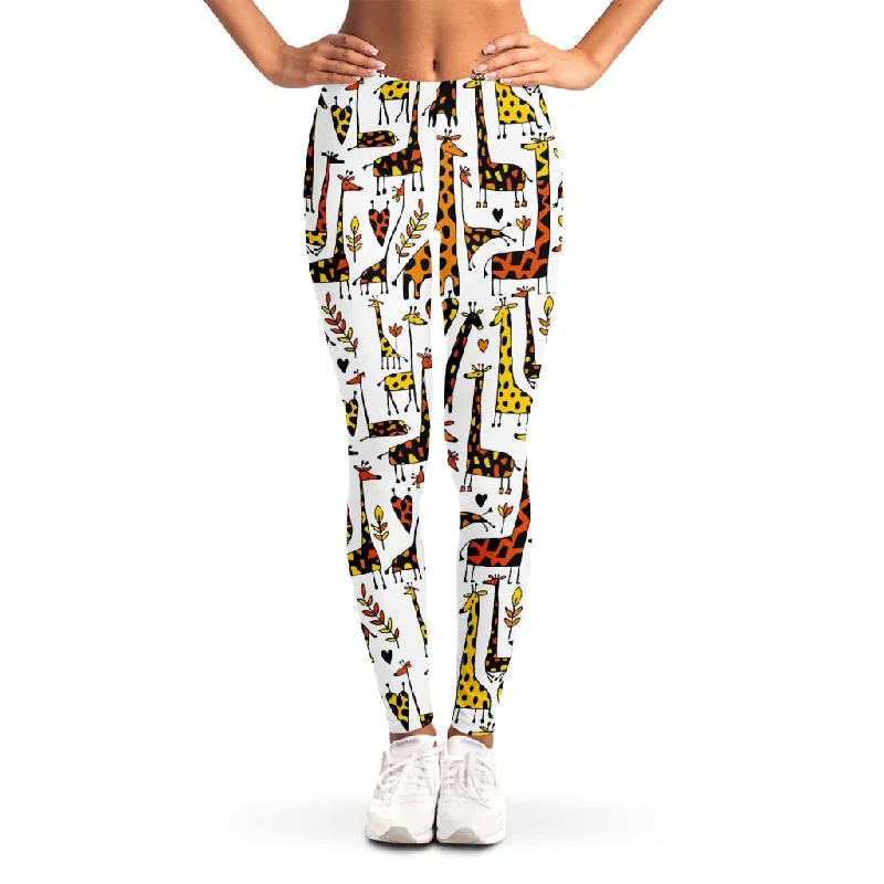 Closeout Sale Cartoon Giraffe Pattern Print Women's Leggings