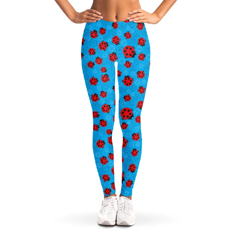 Cartoon Ladybird Pattern Print Women's Leggings