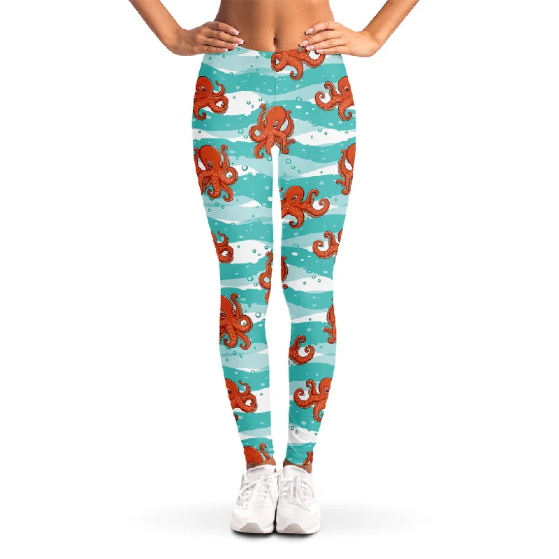 Cartoon Octopus Pattern Print Women's Leggings