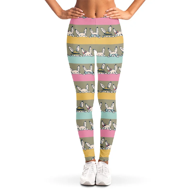 Cartoon Rabbit Pattern Print Women's Leggings