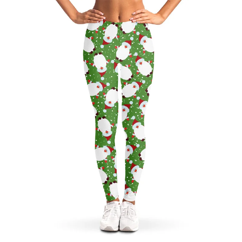 Cartoon Santa Claus Pattern Print Women's Leggings