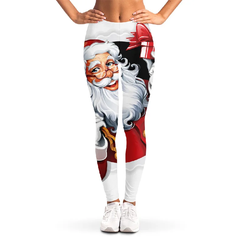 Cartoon Santa Claus Print Women's Leggings