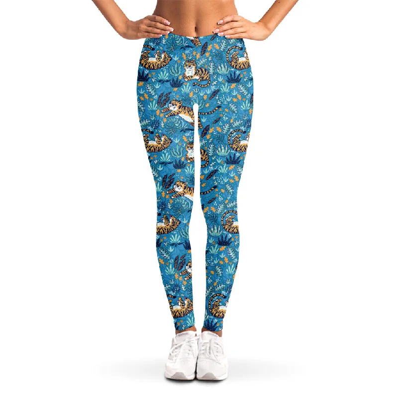 Cartoon Tiger Pattern Print Women's Leggings