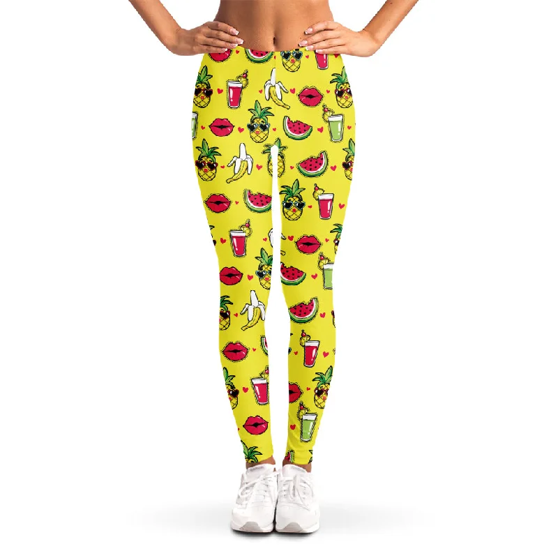 Cartoon Tropical Pattern Print Women's Leggings