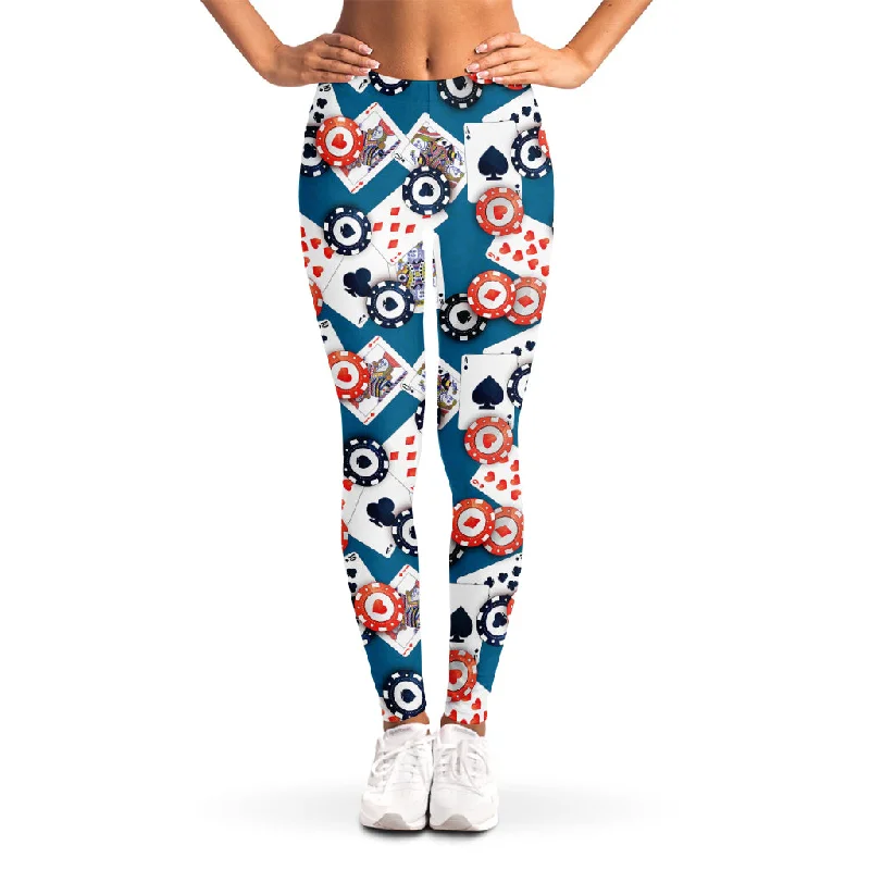 Casino Poker Pattern Print Women's Leggings