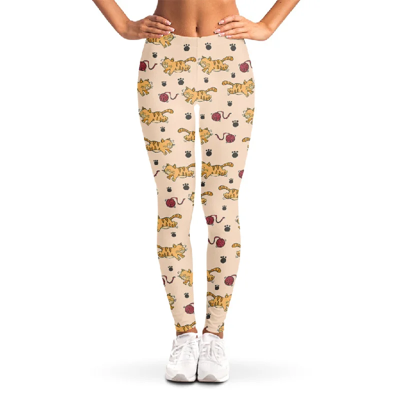 Cat And Yarn Ball Pattern Print Women's Leggings