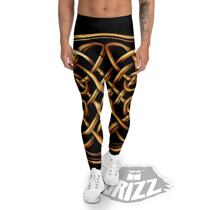 Weekend Deal Celtic Knot Golden Print Men's Leggings