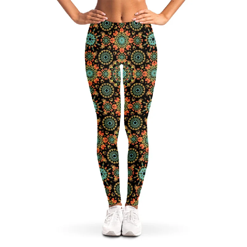 Chaotic Boho Floral Pattern Print Women's Leggings