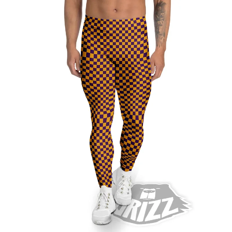 Steals and Deals Checked Halloween Print Pattern Men's Leggings