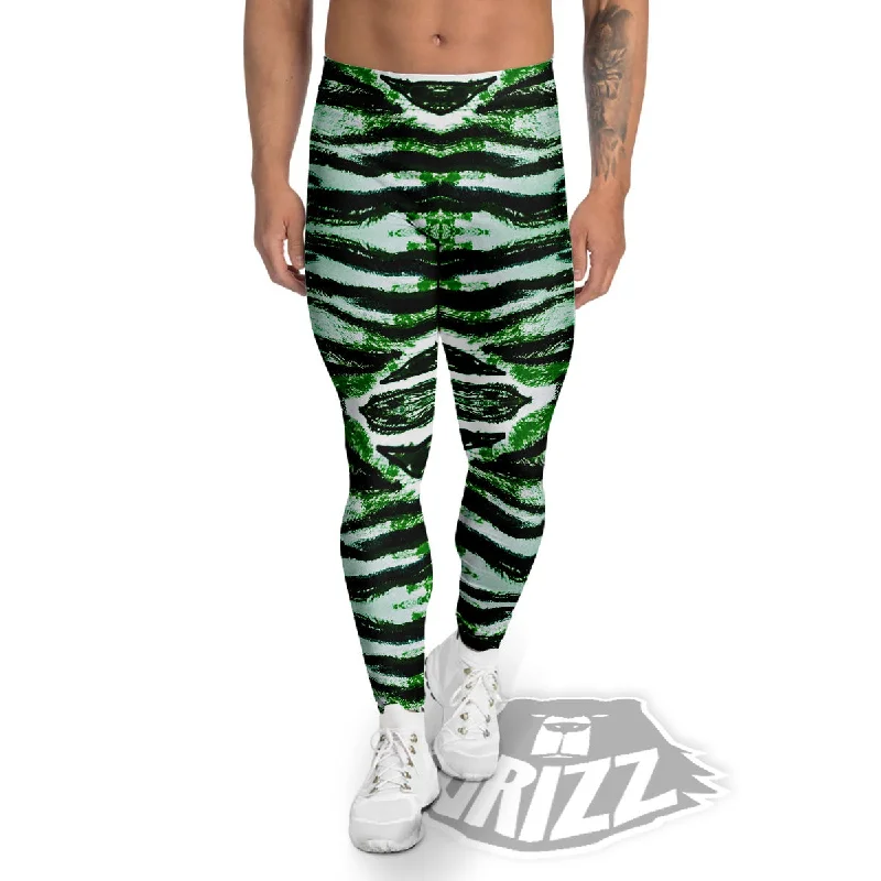 Great Deals Cheetah Black And Green Print Men's Leggings