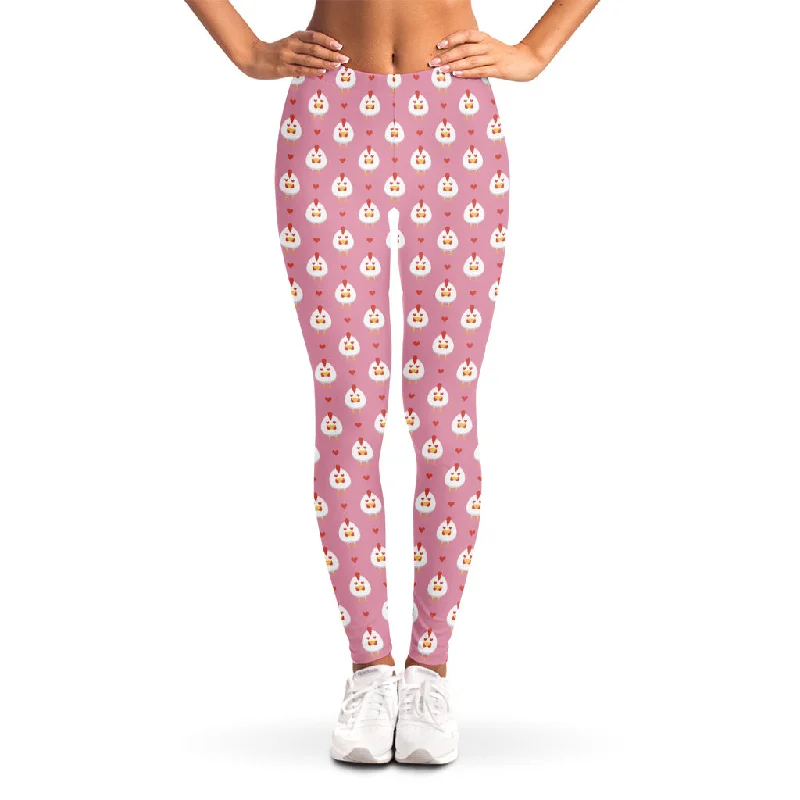 Chicken Love Emoji Pattern Print Women's Leggings