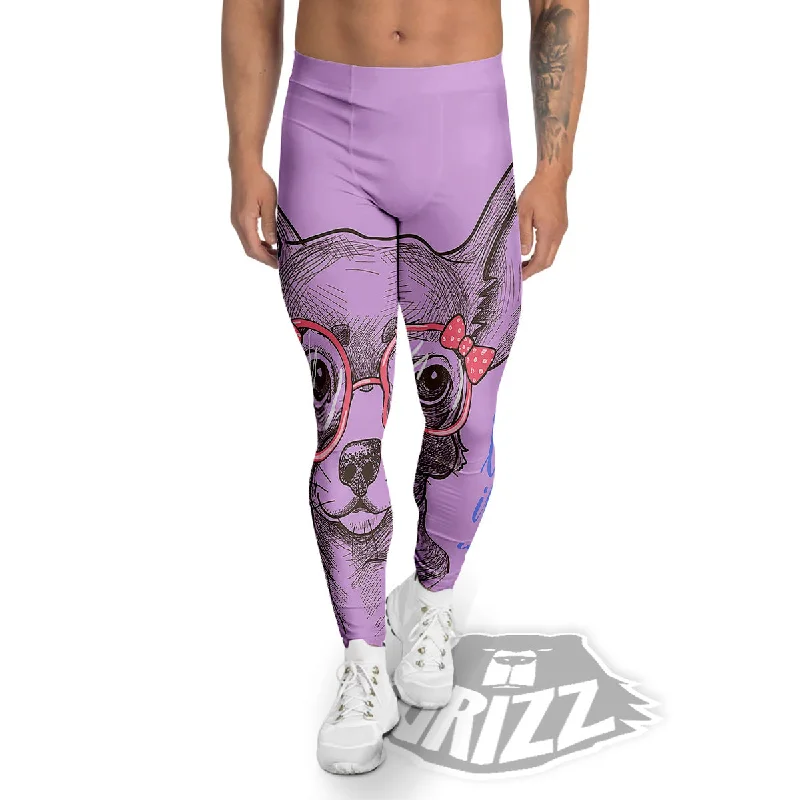 Online Specials Chihuahua With Glasses Cute Print Men's Leggings