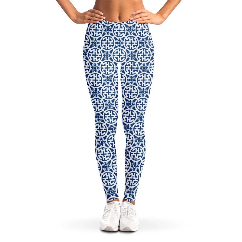 Chinese Luck Symbol Pattern Print Women's Leggings