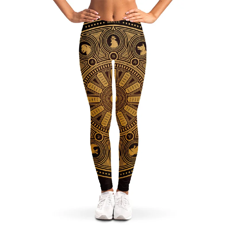 Chinese Zodiac Calendar Signs Print Women's Leggings