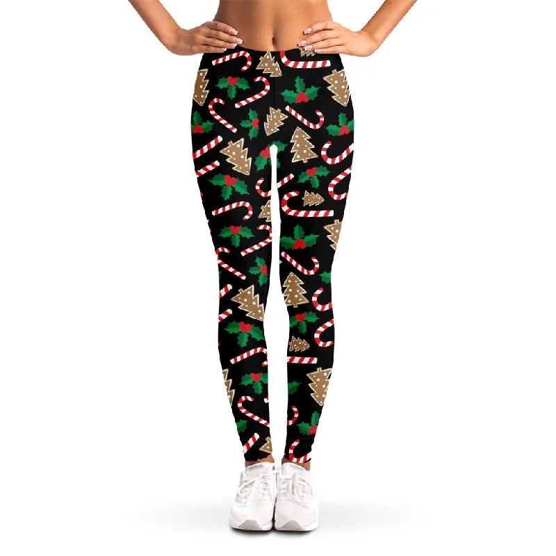 Christmas Cookie And Candy Pattern Print Women's Leggings