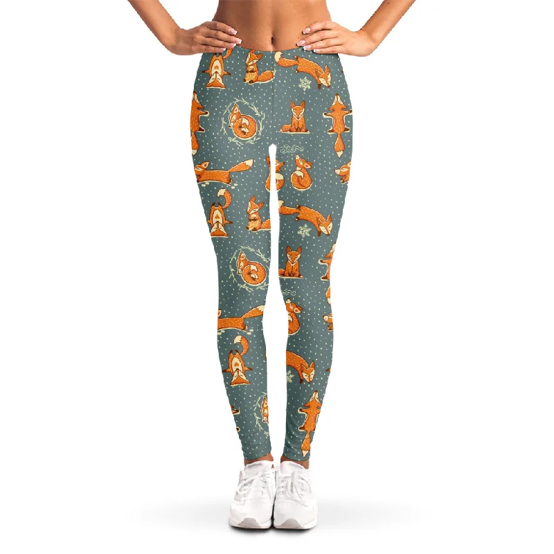 Christmas Fox Pattern Print Women's Leggings