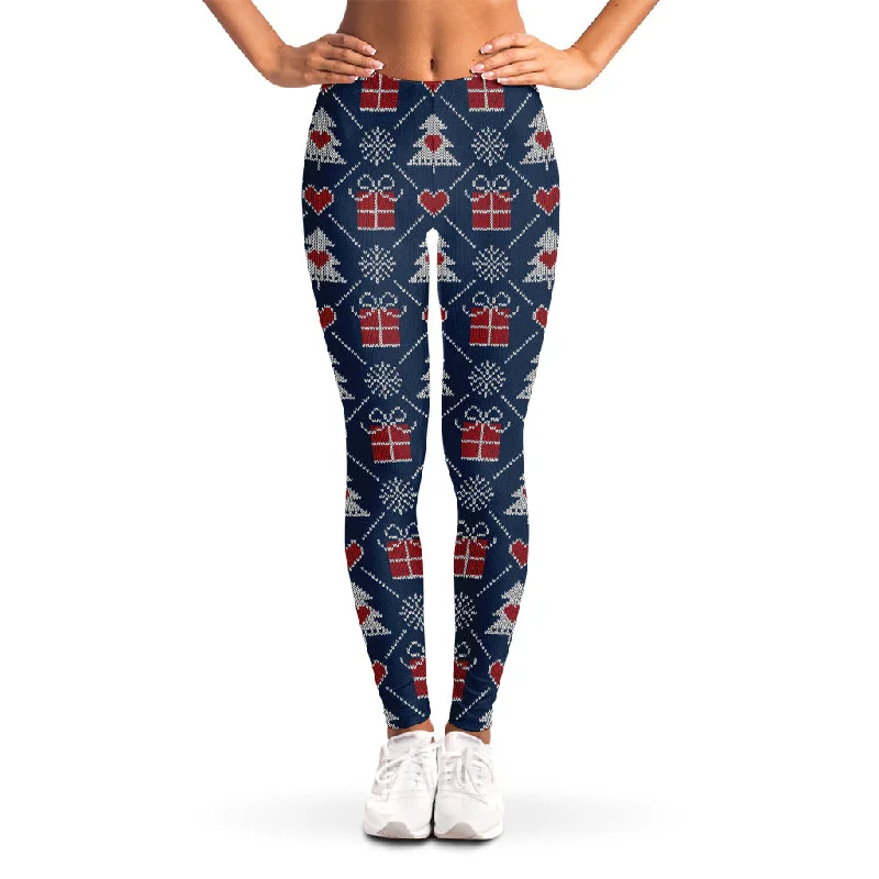 Christmas Gift Knitted Pattern Print Women's Leggings