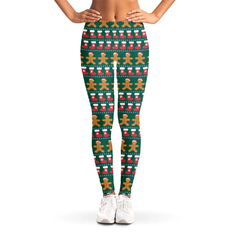 Christmas Gingerbread Man Pattern Print Women's Leggings