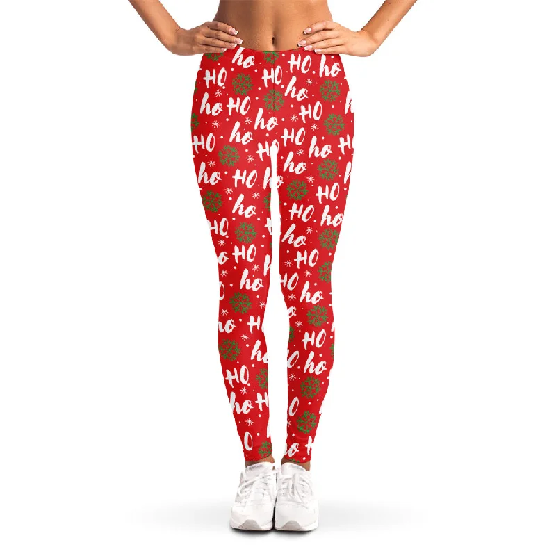 Christmas Hohoho Santa Claus Laugh Print Women's Leggings