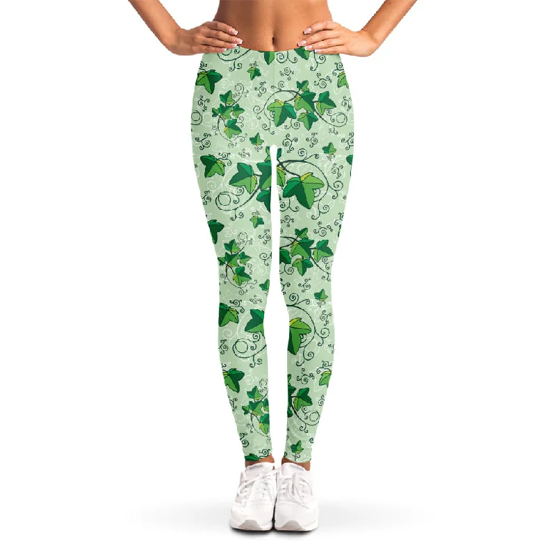 Christmas Ivy Leaf Pattern Print Women's Leggings