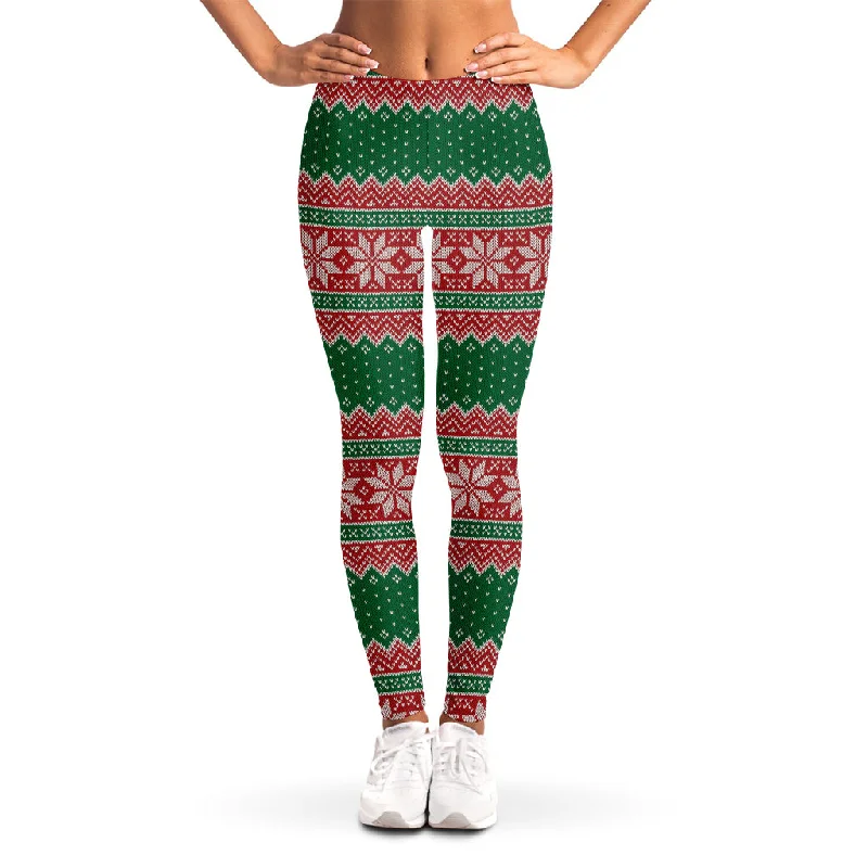 Christmas Knitted Pattern Print Women's Leggings