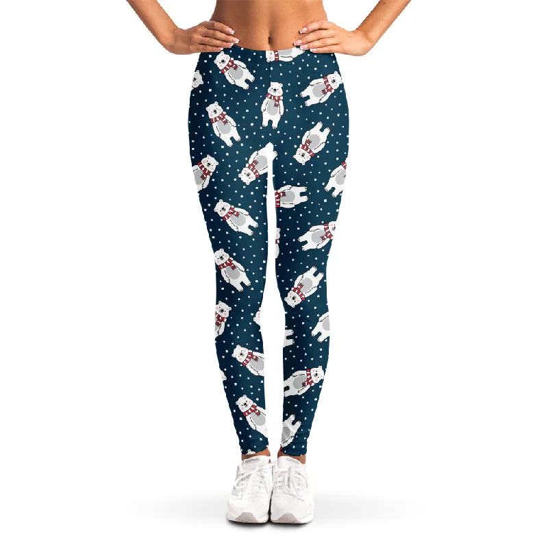 Christmas Polar Bear Pattern Print Women's Leggings