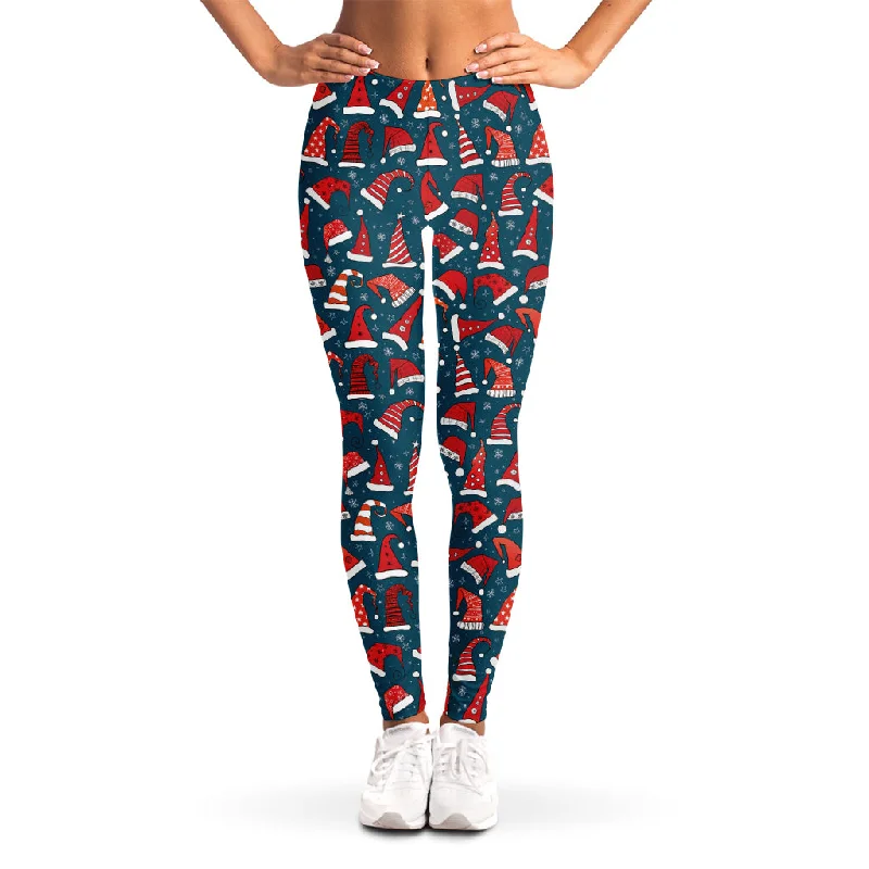 Christmas Santa Hats Pattern Print Women's Leggings